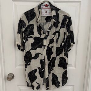 Cotton On Black Leaf Print Casual Shirt